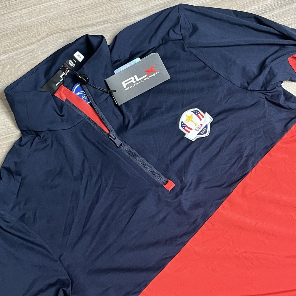 RLX‎ Ralph Lauren 2023 U.S. Ryder Cup Uniform Navy/Red Pullover Sz Small Mens